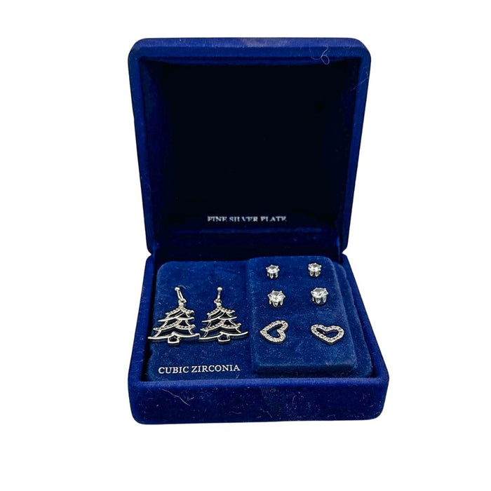 RH Macy Fine Silver Plated Cubic Zirconia Christmas Tree Earring Set by Vanessa Jane
