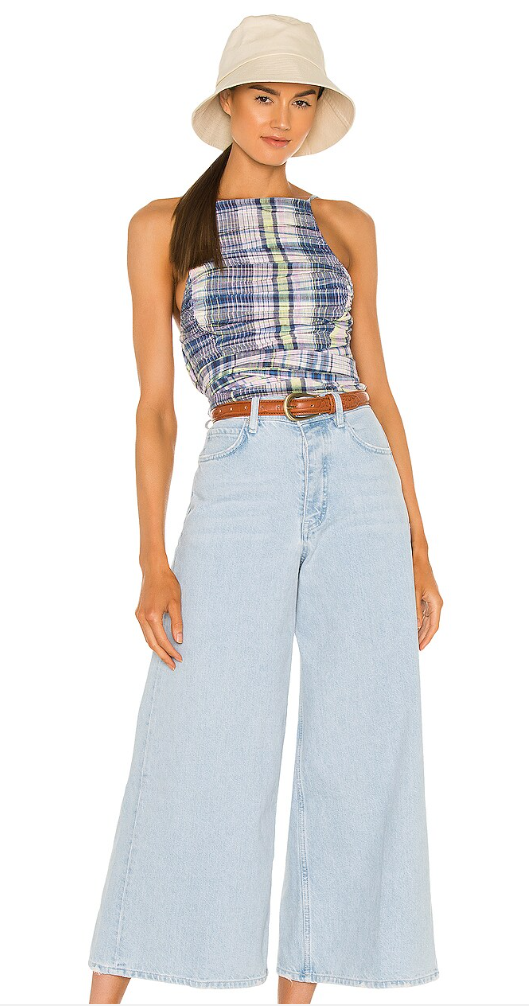 Free People Landry Crop Wide Leg Jeans in Bay Blue by Vanessa Jane