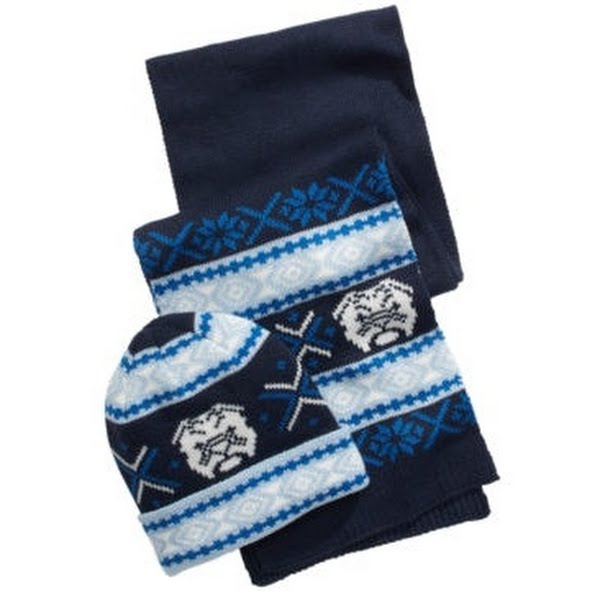 Club Room Mens Bulldog Hat and Scarf Set Navy O/S by Vanessa Jane