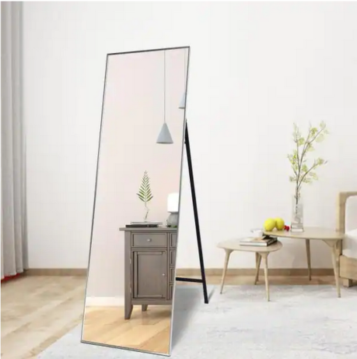 Huovtr Ta 63.2 In. X 22.2 In. Silver Modern Rectangle Metal Framed Mirror by Vanessa Jane