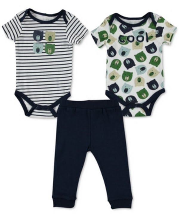 Baby Gear Baby Boys 3-PC. Printed Cotton Bodysuits & Pants Set by Vanessa Jane