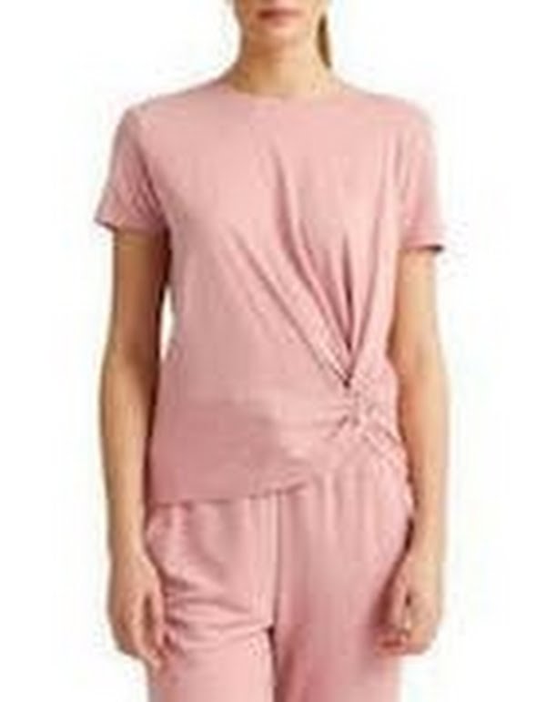 Ralph Lauren Womens Twisted Knot Cotton-Blend T-Shirt Rose Tan, Size Medium by Vanessa Jane