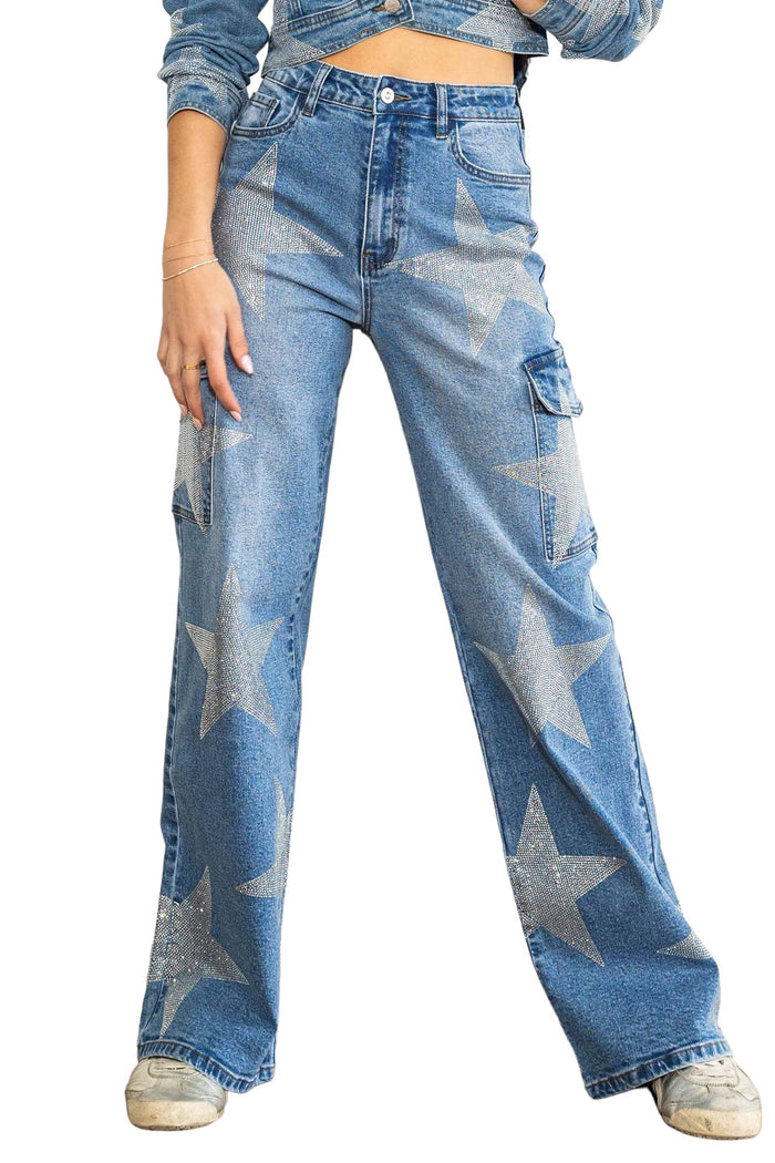 Stars Born Rhinestone Cargo Jeans by The House of Stylez