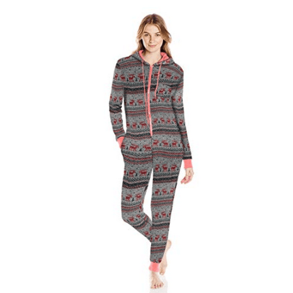 Bottoms Out Womens Printed Sweater Fleece One Piece, Spice/Oatmeal, X-Large by Vanessa Jane