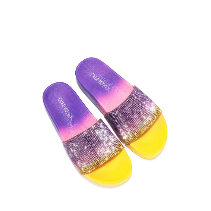 Ombre Bling Slides - Yellow/Pink/Purple by The House of Stylez