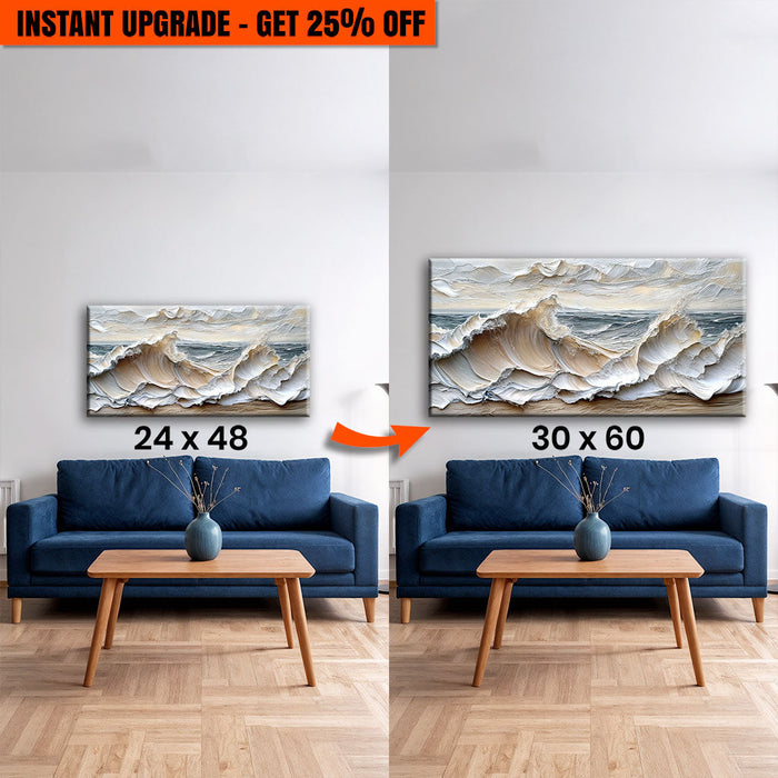 Upgrade Your 48x24 Inches 'Ocean Waves Wall Art' Canvas To 60x30 Inches by Tailored Canvases