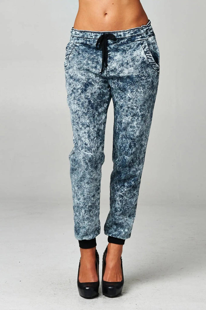 Acid Wash Drawstring Joggers by The House of Stylez