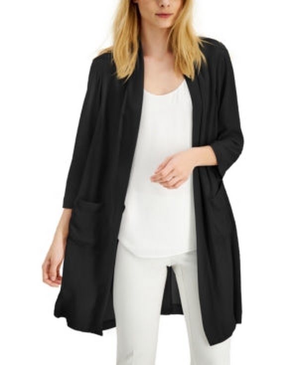 Alfani Woven Open-Front Cardigan by Vanessa Jane