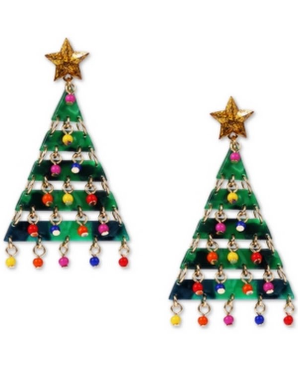 Holiday Lane Shaky Bead Decorated Tree Drop Earrings by Vanessa Jane