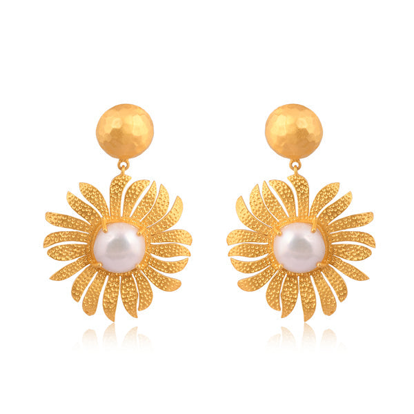 Anemone's Charm Drop Earrings - Pearl by Christina Greene