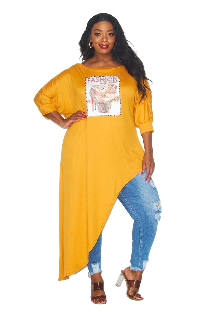 Curvy Asymmetrical Tunic Top by The House of Stylez