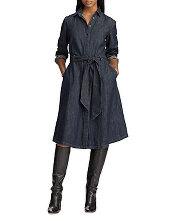 Lauren Ralph Lauren Denim A-Line Shirtdress – Dark Rinse Wash by Vanessa Jane