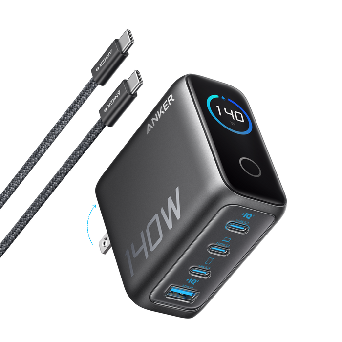 Anker Charger (140W, 4-Port, PD 3.1) with USB-C Cable by Anker