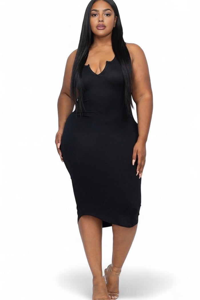 Curvy Split Neck Tank Dress {BD2173X} by The House of Stylez