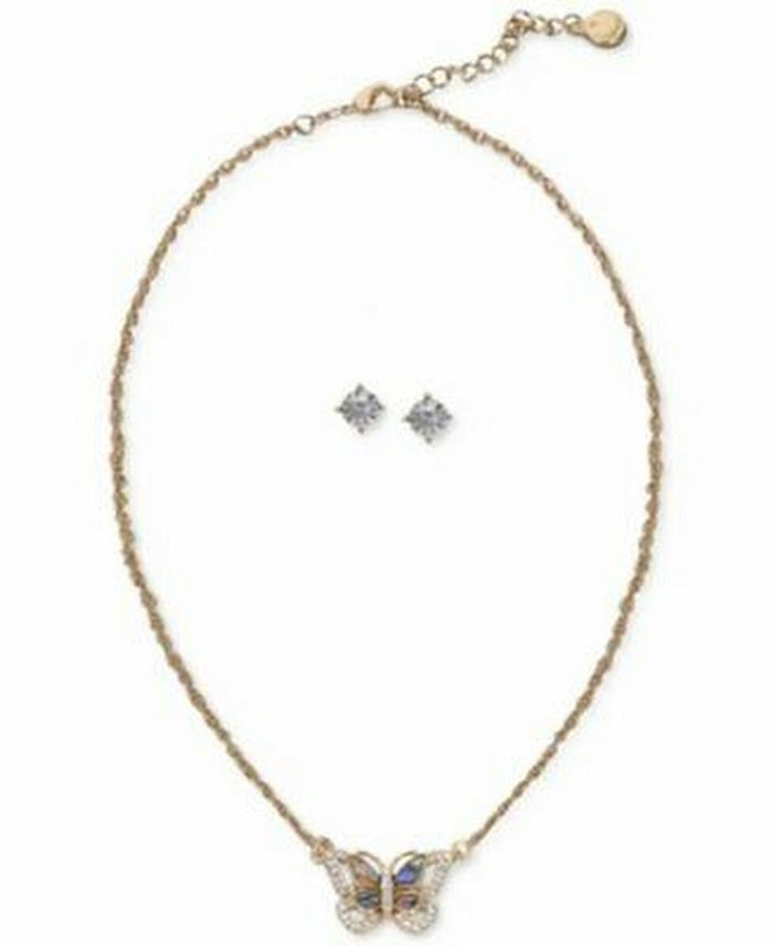 Charter Club Gold-Tone Crystal Butterfly Pendant Necklace and Stud Earrings by Vanessa Jane