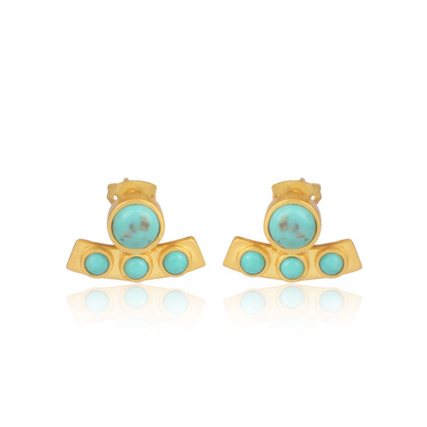 Turquoise Curved Bar Stud Earrings by Christina Greene