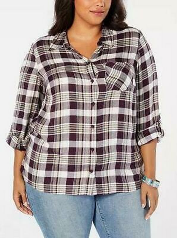 Style & Co Women's Plus Size Plaid Shirt, Size 0X by Vanessa Jane