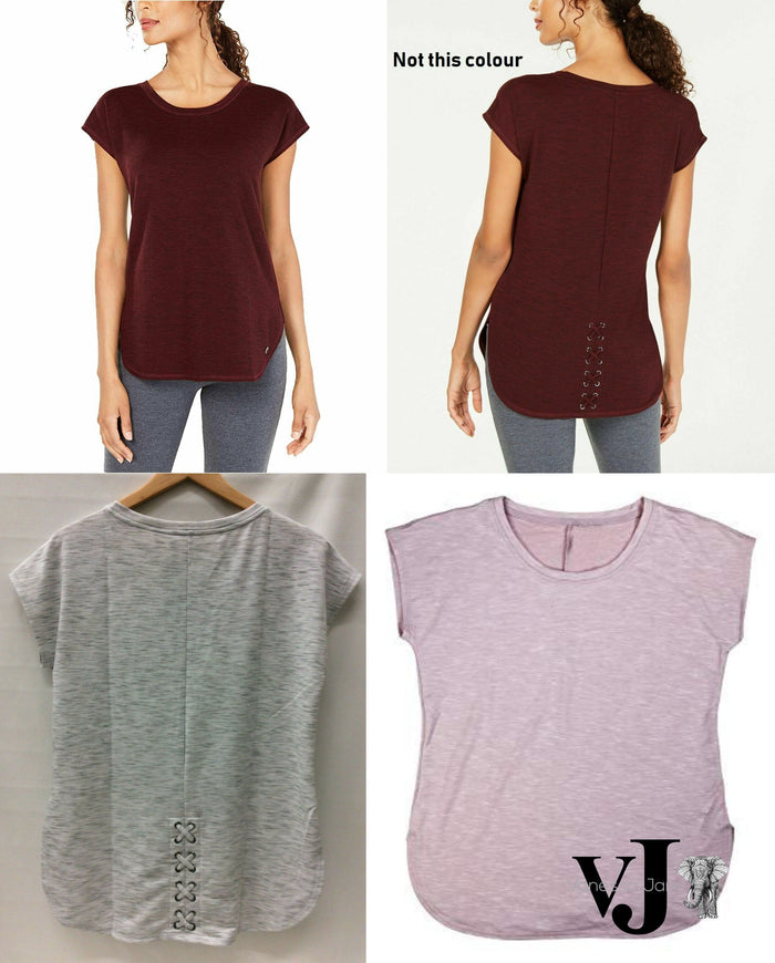 Ideology Lace-Up Lower Back Space Dyed Athletic T-Shirt by Vanessa Jane