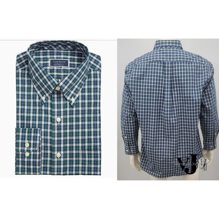 Club Room Men’s Classic/Regular Fit Stretch Plaid Dress Shirt by Vanessa Jane