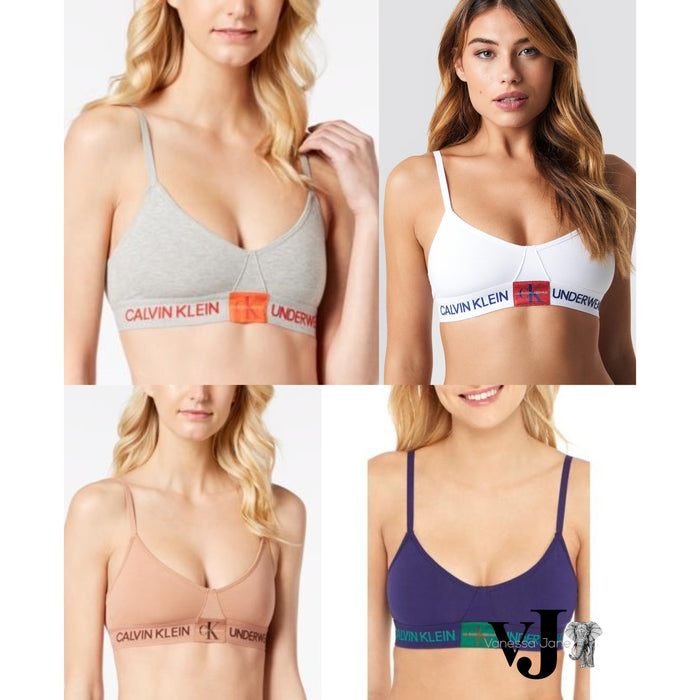 Calvin Klein Womens Monogram Unlined Triangle Bralette by Vanessa Jane