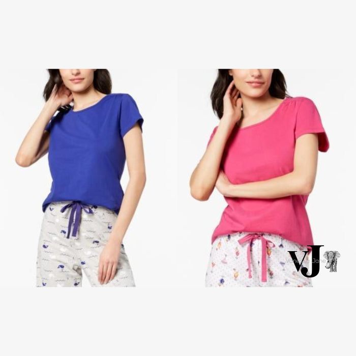 Charter Club Cotton Short-Sleeve Soft Knit Pajama Top by Vanessa Jane