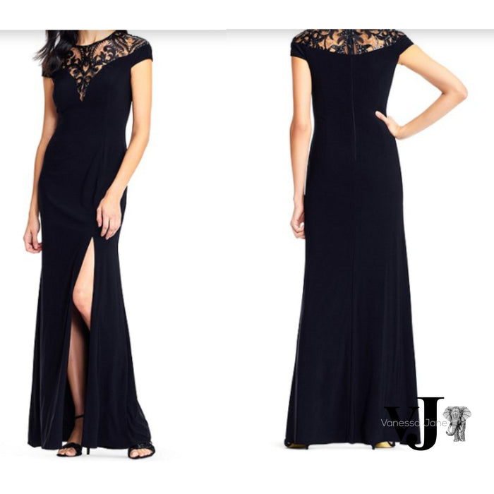 Adrianna Papell Sequin Illusion Neckline Gown, Size 6 by Vanessa Jane