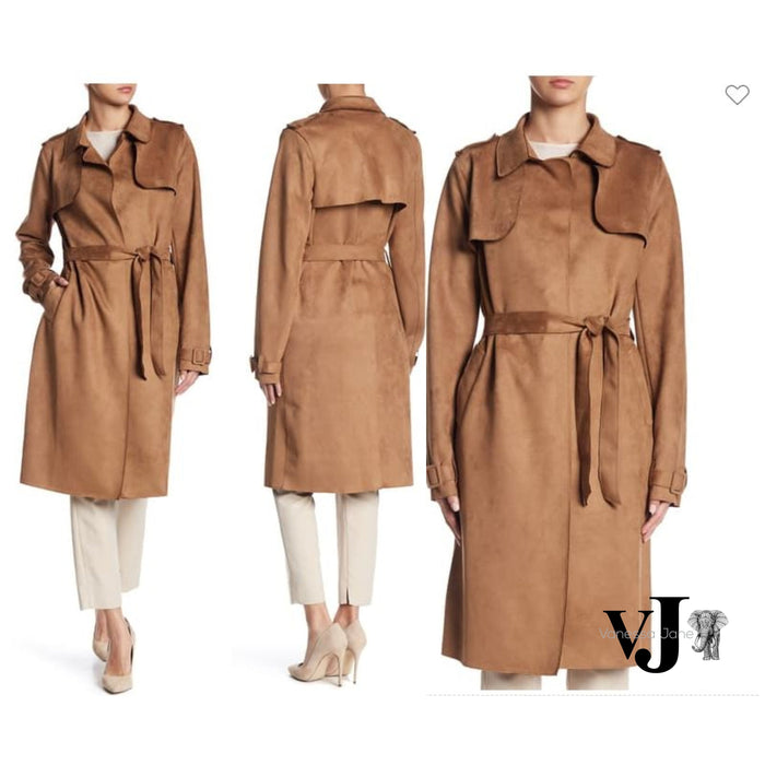 BLVD Faux Suede Trench Coat, Size Small by Vanessa Jane