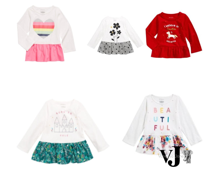 First Impressions Girls Print Cotton Peplum T-Shirt by Vanessa Jane