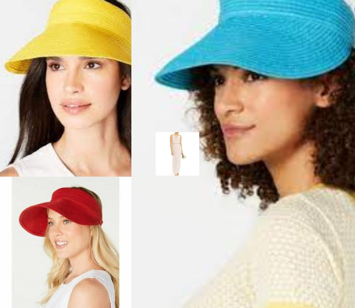 I.n.c. Women's Solid Straw Visor by Vanessa Jane