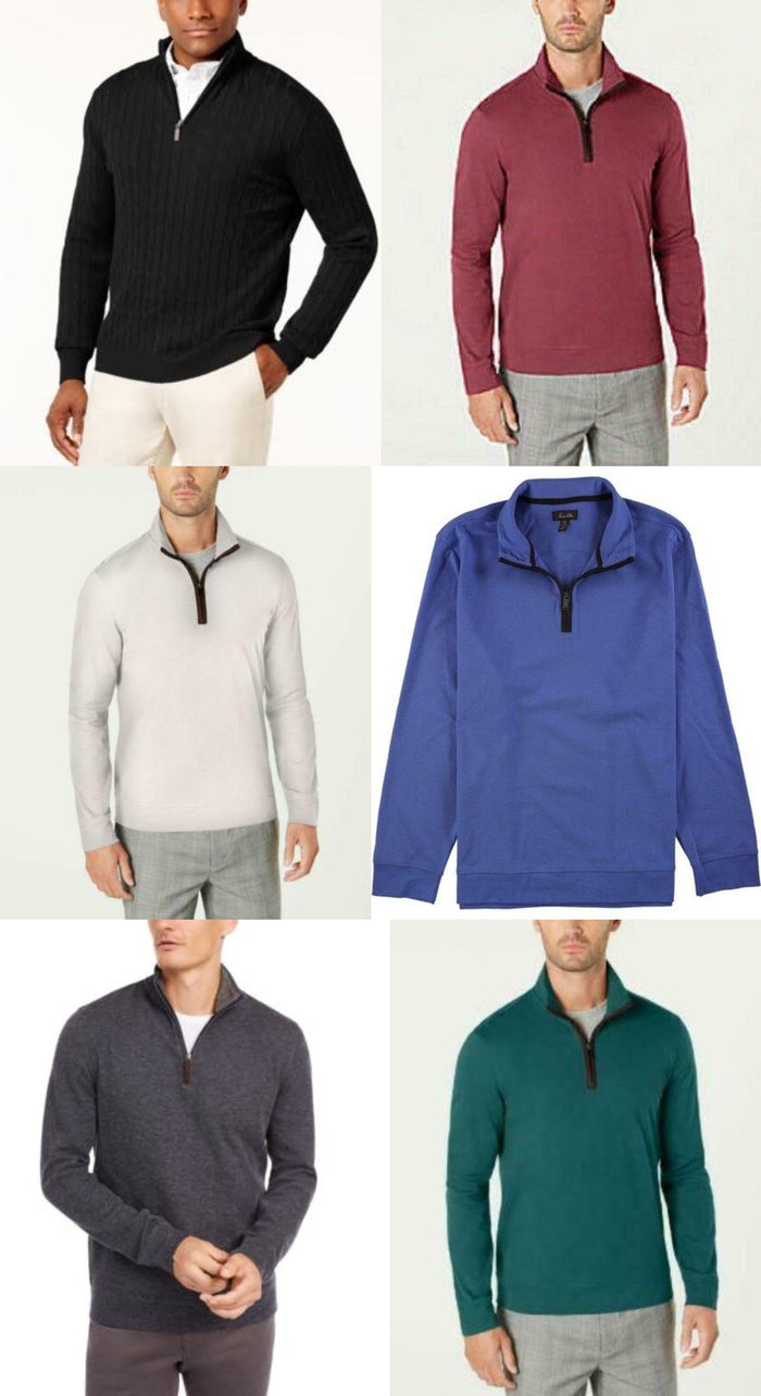 Tasso Elba Mens Piped 1/4 Zip Pullover Sweater by Vanessa Jane