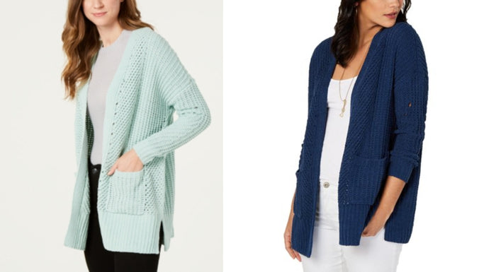 Style and Co Chenille Open-Front Cardigan by Vanessa Jane