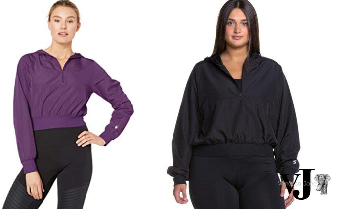 Soffe Womens Plus Size Curves Squad 1/4 Zip Cropped Hoodie by Vanessa Jane