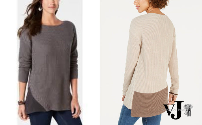 Style & Co Petite Colorblocked Tunic Sweater by Vanessa Jane