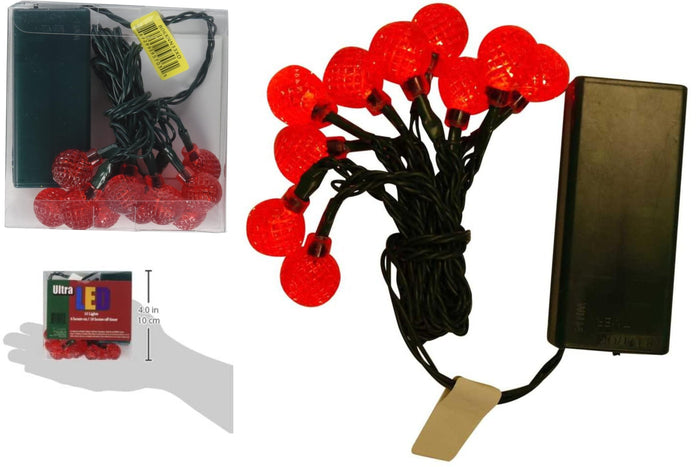 Ultra LED Battery Operated Rasberry Twinkle 10 Lights with Timer by Vanessa Jane