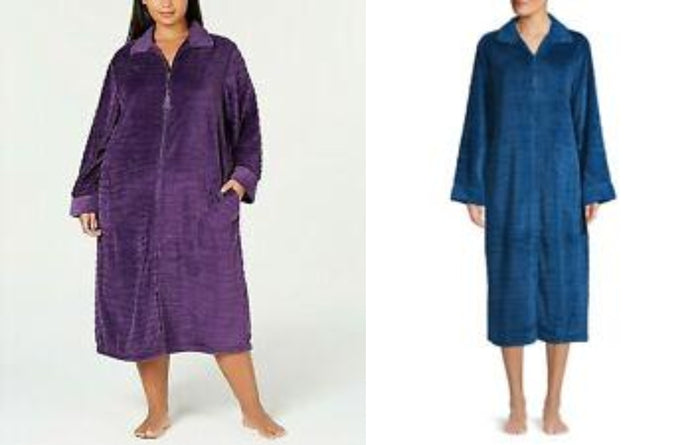 Miss Elaine Textured Fleece Long Zip Robe by Vanessa Jane