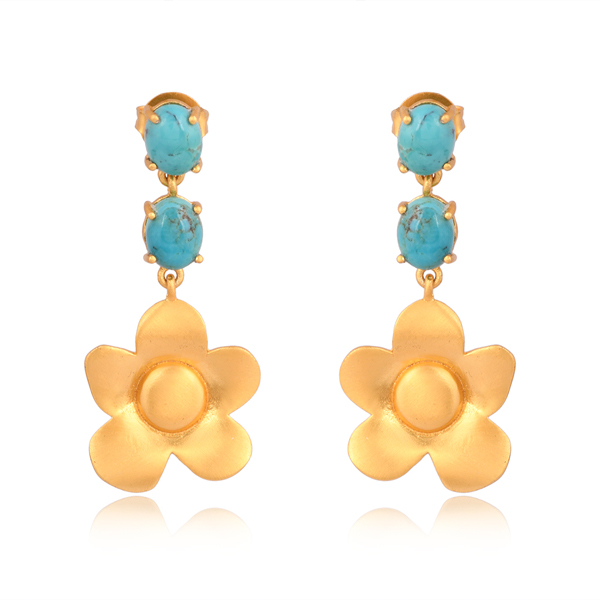 Beachside Bloom Drop Earrings - Turquoise by Christina Greene