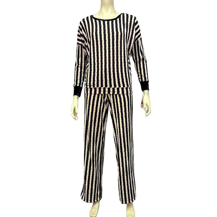 Betsey Johnson Keep Dreaming Cozy PJ Set Black/White, Size XS by Vanessa Jane