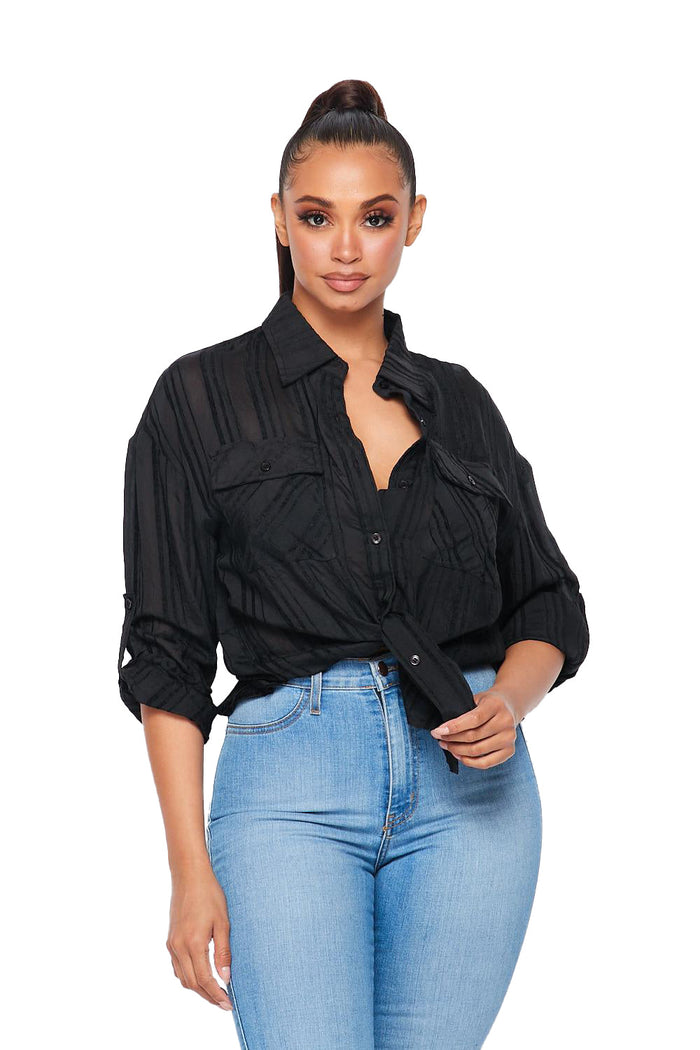 Striped Bottom Up Shirt by The House of Stylez