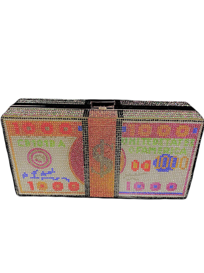 Bling Money Bag Clutch -White Multi by The House of Stylez