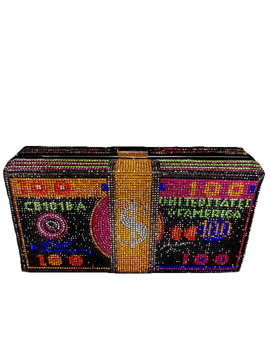 Bling Money Bag Clutch -Black Multi by The House of Stylez