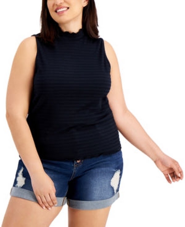 Derek Heart Trendy Plus Size Textured Mock-Neck Sleeveless Top, Size 2X by Vanessa Jane