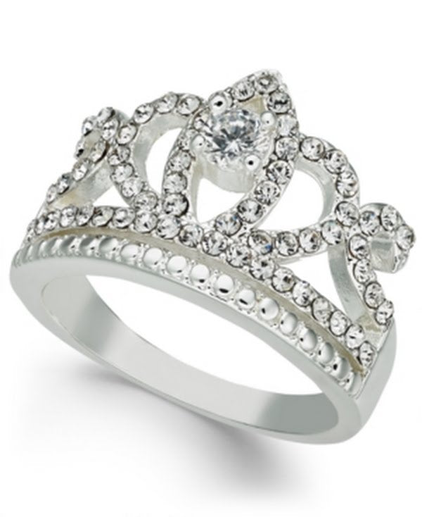 Charter Club Fine Silver Plate Crystal Crown Ring, Size 6 by Vanessa Jane