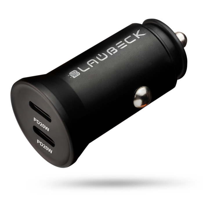 BLAUBECK 40W Dual USB C Car Charger PD3.0 (2 x 20W) Mini Aluminum Compatible with iPhone 12 by BLAUBECK