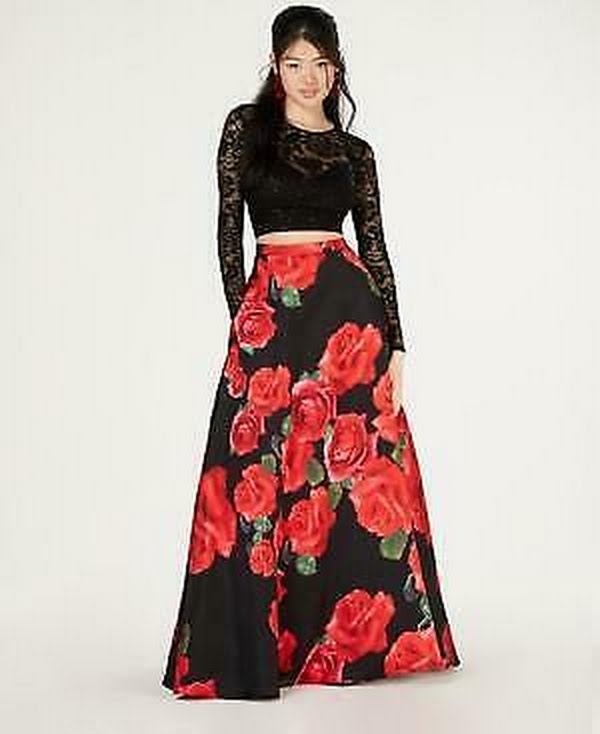 B Darling Juniors 2Pc Floral Gown, Size 5/6 by Vanessa Jane