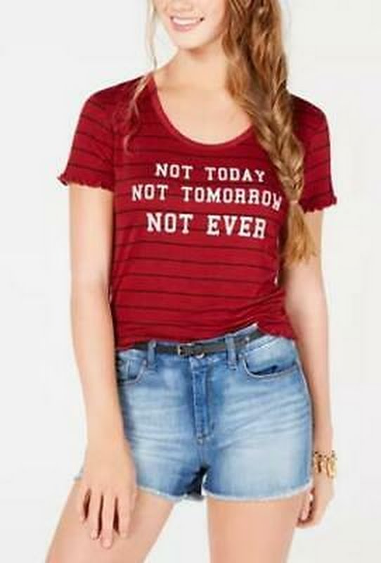 Rebellious One Juniors Not Today Striped Graphic T-Shirt, Size Large by Vanessa Jane