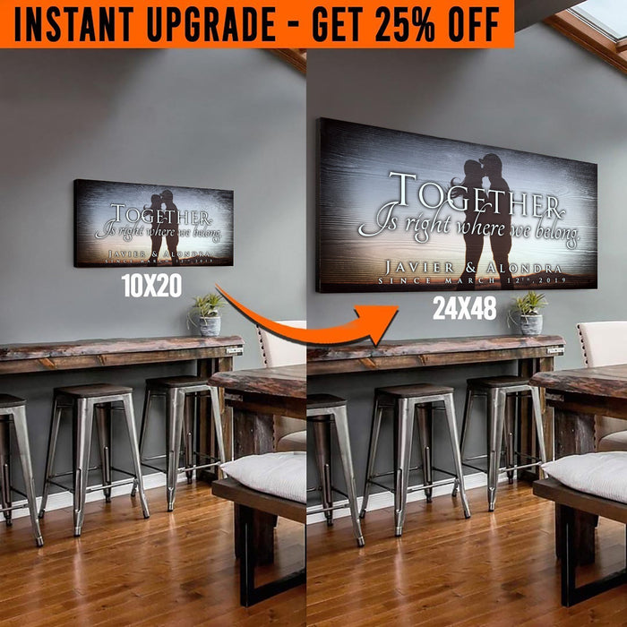 Upgrade Your 20x10 Inches 'Together' (Style 2) Canvas To 24x48 Inches by Tailored Canvases