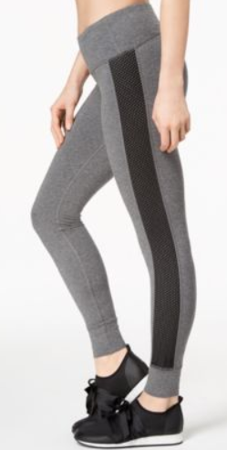 Ideology Mesh Trim Solid Color Performance Yoga Leggings by Vanessa Jane
