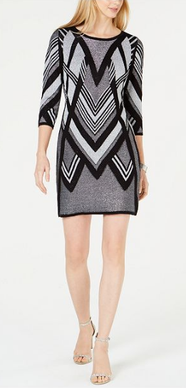 NY Collection Women's Petite Printed Sweater Dress, Size PM by Vanessa Jane