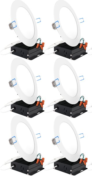 TORCHSTAR 6Pack 10.5W Ultra-thin 4" Dimmable LED Recessed Ceiling Downlight by Vanessa Jane