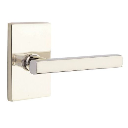 Emtek Modern Rectangular Rosette with Freestone Dummy Leverset, Satin Nickel by Vanessa Jane
